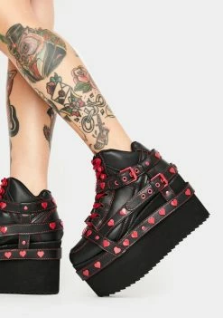 Y.R.U. Platforms Qozmo Bondage Red Heart Platform Sneakers