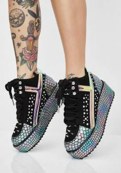 Y.R.U. Platforms Qozmo Lo Dragon Hologram Sneakers