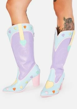 Y.R.U. Pastel Heart Space Cowboy Boots