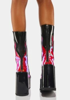 Y.R.U. Platforms Red Dune Lace-Up Flame Boots