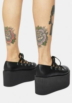 Y.R.U. Black Kaos Ballerina Platforms