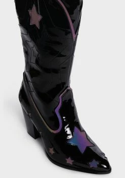 Y.R.U. Black Star Space Cowgirl Boots Cowboy Boots