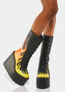 Y.R.U. Platforms Dune Lace-Up Flame Boots