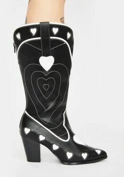 Y.R.U. White Heart Space Cowgirl Boots Cowboy Boots