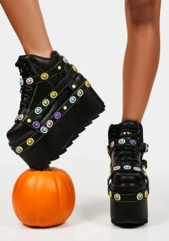 Y.R.U. Pastel Qozmo Bondage Jack-O-Lantern Platform Sneakers