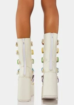 Y.R.U. Platforms White Dune Rainbow Boots
