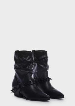 Y.R.U. Black Death Proof Lo Spike Cowboy Boots