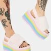 Y.R.U. Platforms Qozii Pastel Faux Fur Platform Slides