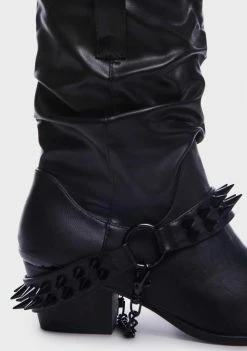 Y.R.U. Black Death Proof Lo Spike Cowboy Boots