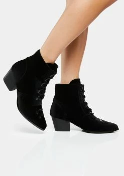 Y.R.U. Black Velvet Aura Ankle Boots