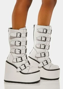 Y.R.U. Platforms White Dune X Buckle Boots