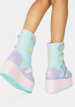 Y.R.U. Platforms Pastel Karma Butterfly Platform Boots