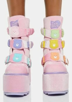 Y.R.U. Platforms Pink Velvet Dune Lo Care Bears Boots