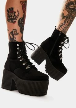 Y.R.U. Creep Velvet Platform Boots Boots & Booties