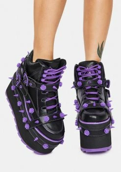 Y.R.U. Platforms Purple Qozmo Bondage Rose Platform Sneakers