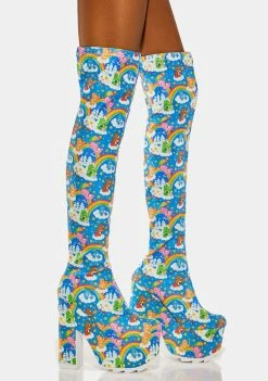 Y.R.U. Labyrinth Care Bears Blue Sky Thigh High Boots