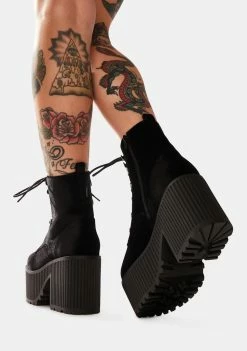 Y.R.U. Creep Velvet Platform Boots Boots & Booties