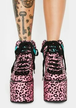Y.R.U. Qozmo Pink Leopard Platform Sneakers Platforms