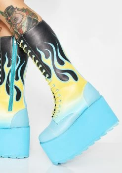 Y.R.U. Platforms Flame Bloq Boots