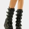 Y.R.U. Platforms Black Dune X Buckle Boots