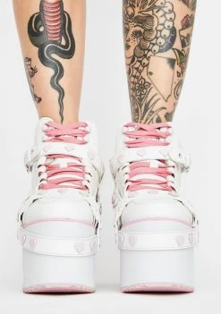 Y.R.U. Qozmo Bondage Pink Heart Platform Sneakers Platforms