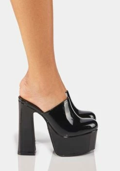 Y.R.U. Black Stardust Platform Clogs Platforms