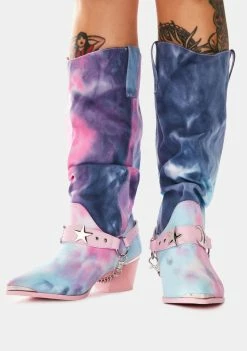 Y.R.U. Death Proof Pastel Tie Dye Cowboy Boots