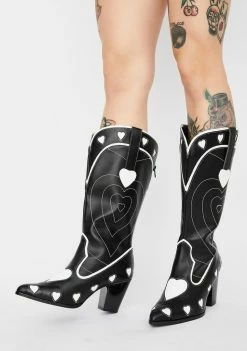 Y.R.U. White Heart Space Cowgirl Boots Cowboy Boots