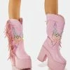 Y.R.U. Pink Bad Bitch Fringe Cowboy Boots