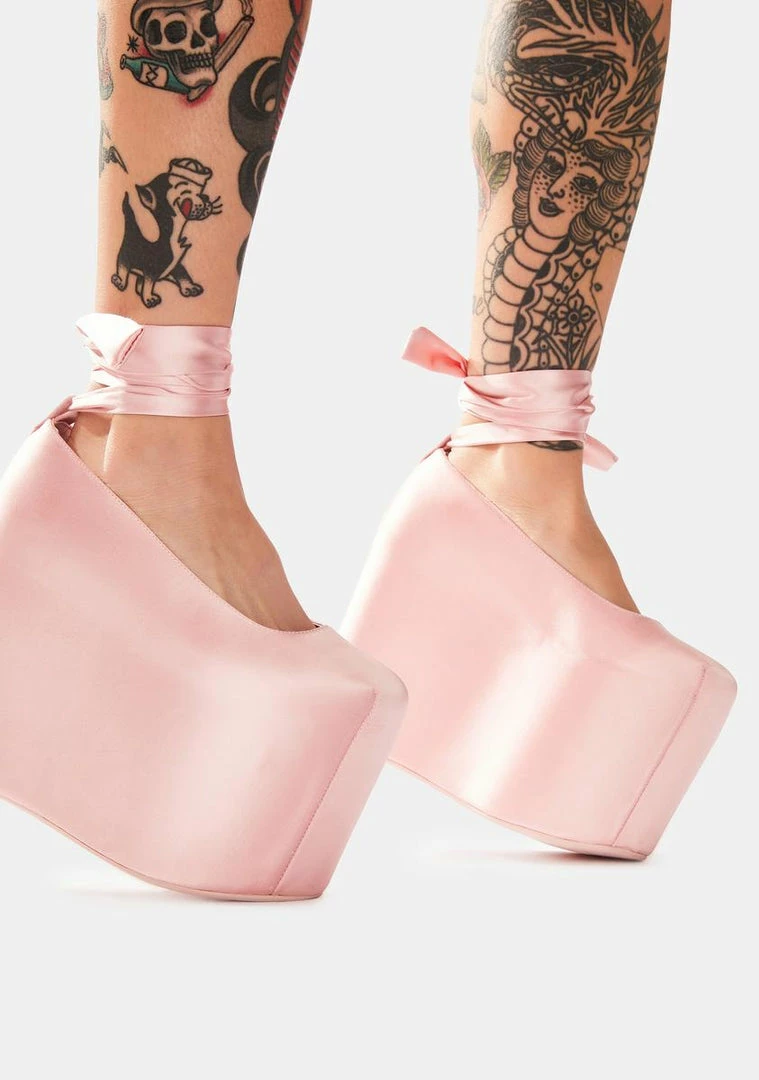 New ❤️ Y.R.U. Bae Pink Satin Platforms ⭐ 5 Y.R.U. Bae Pink Satin Platforms