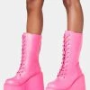 Y.R.U. Hot Pink Dune Lace Up Boots