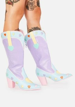 Y.R.U. Pastel Heart Space Cowboy Boots