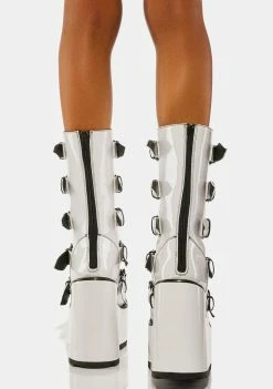 Y.R.U. Platforms White Dune X Buckle Boots