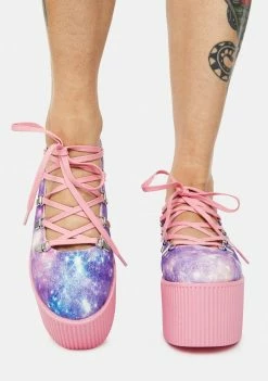 Y.R.U. Pink Galaxy Kaos Ballerina Platforms