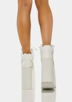 Y.R.U. White Qozmo Sky Hi Platform Sneakers