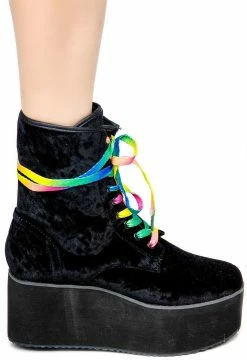 Y.R.U. Boots & Booties Bloq Velvet Platform Boots