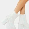 Y.R.U. White Krush Glitter Platform Boots