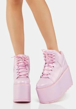 Y.R.U. Pink Pearl Qozmo Platform Sneakers