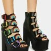 Y.R.U. Platforms Black Dreamscape Rainbow Platform Heels