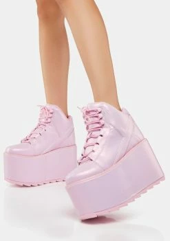 Y.R.U. Pink Pearl Qozmo Platform Sneakers