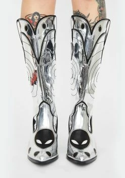 Y.R.U. Boots & Booties UFO Chrome Space Cowgirl Metallic Boots