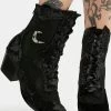Y.R.U. Black Velvet Dame Ankle Boots
