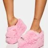 Y.R.U. Pink Gravity Faux Fur Sandals Platforms