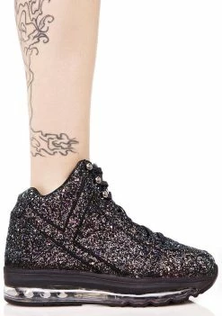 Y.R.U. Black Qozmo Aiire Glitter Sneaker