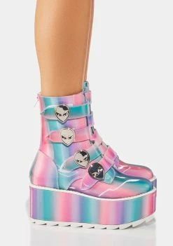 Y.R.U. Prizmatiq Pastel Karma Alien Boots Platforms