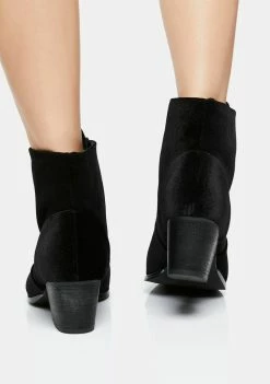 Y.R.U. Black Velvet Aura Ankle Boots