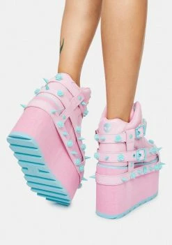Y.R.U. Platforms Baby Pink Qozmo Bondage Rose Platform Sneakers