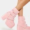 Y.R.U. Pink Smash Strapped Platform Boots