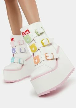 Y.R.U. White Care Bears Dune Lo Platform Boots Platforms