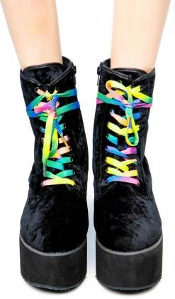 Y.R.U. Boots & Booties Bloq Velvet Platform Boots